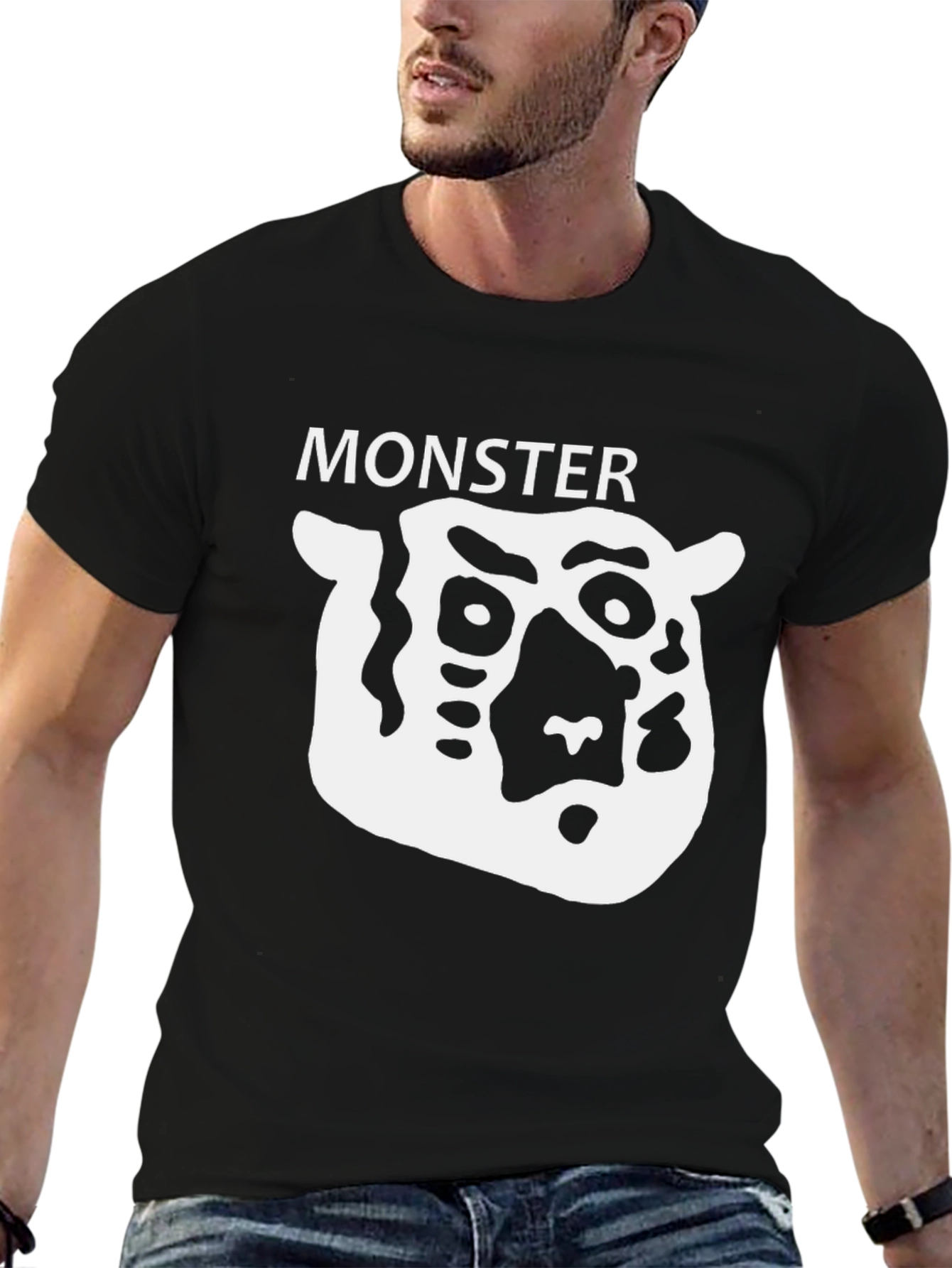 Monster Graphic Tee - Black Cotton T-Shirt