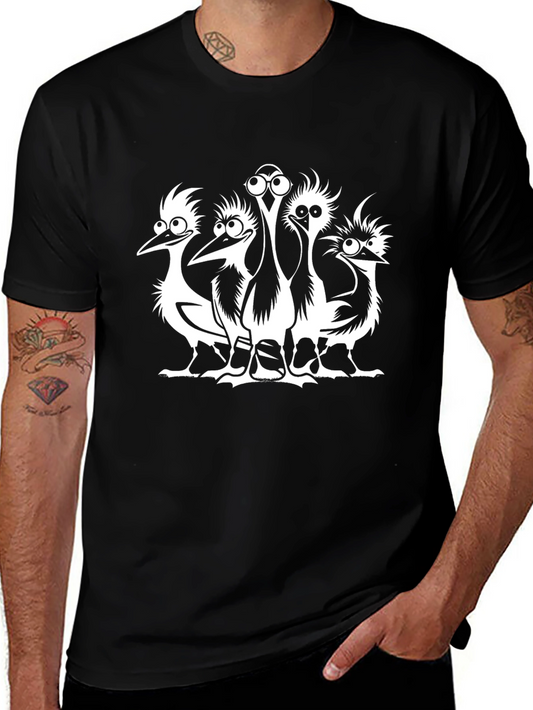 Cartoon Ostrich Graphic T-Shirt - Unisex