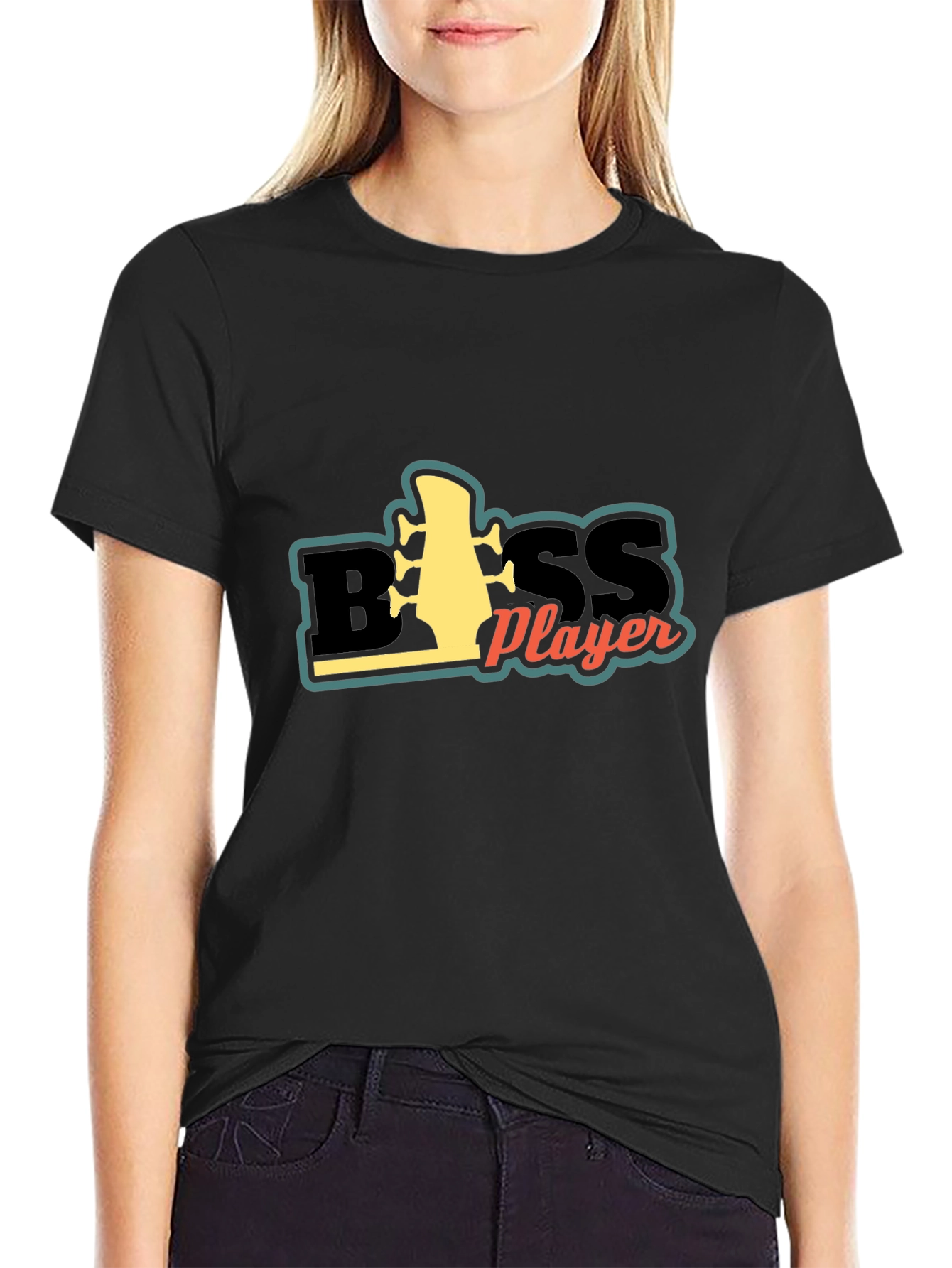 Bass Player Graphic Tee - Black Cotton Comfort