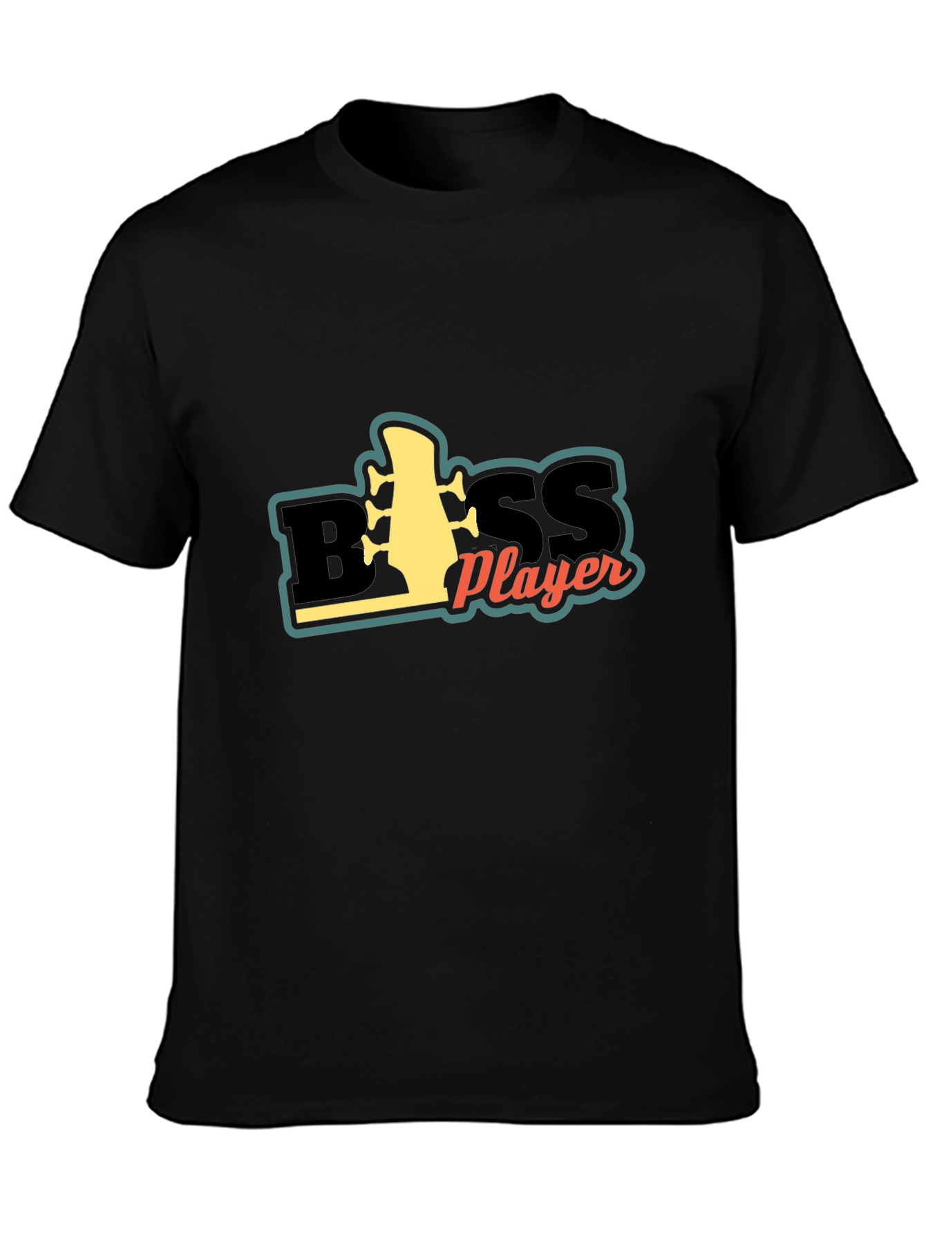 Bass Player Graphic Tee - Black Cotton Comfort