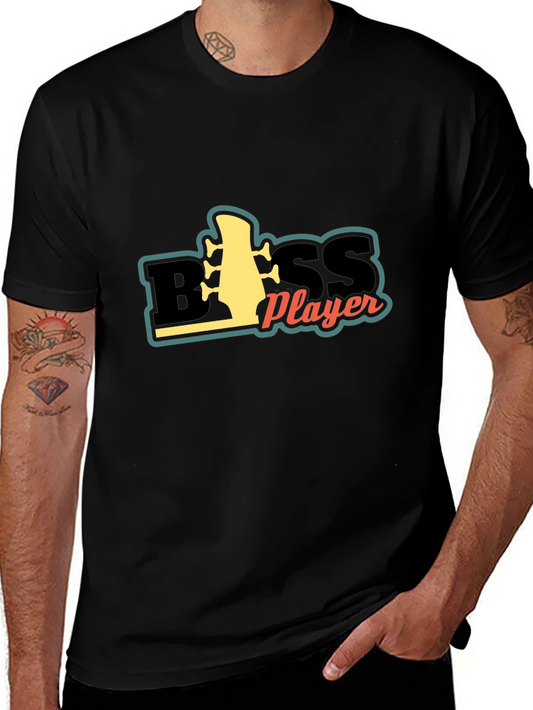 Bass Player Graphic Tee - Black Cotton Comfort