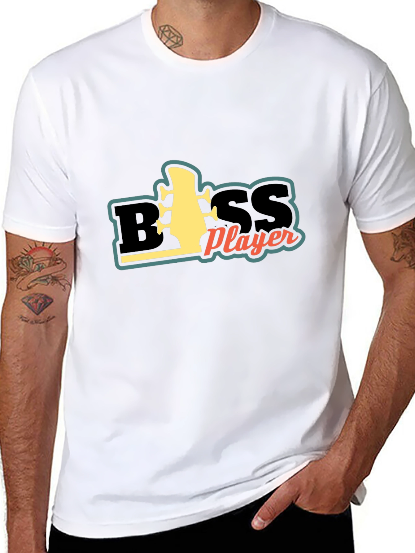 Bass Player Graphic Tee - Black Cotton Comfort