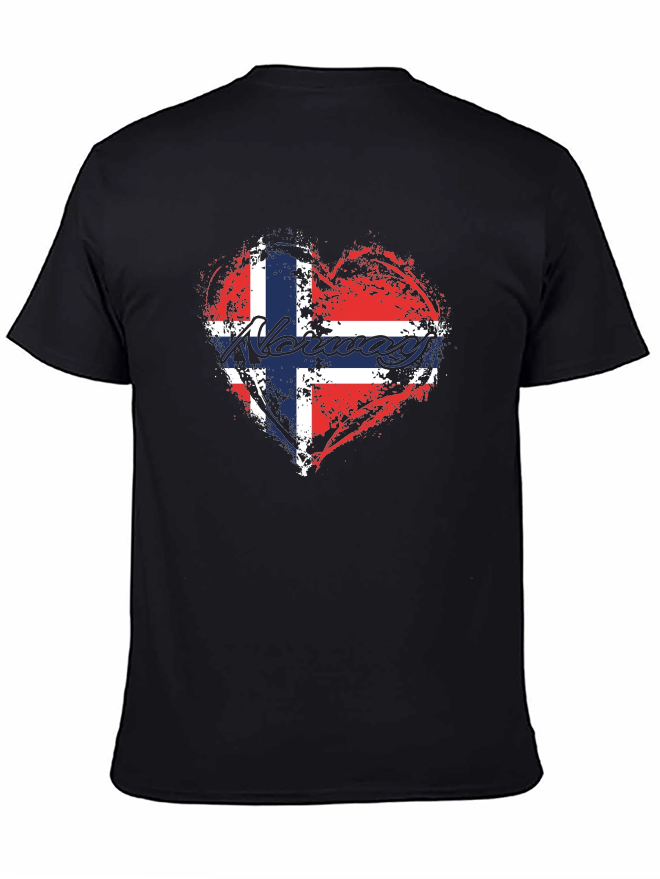 Norway Flag Heart T-Shirt - Black
