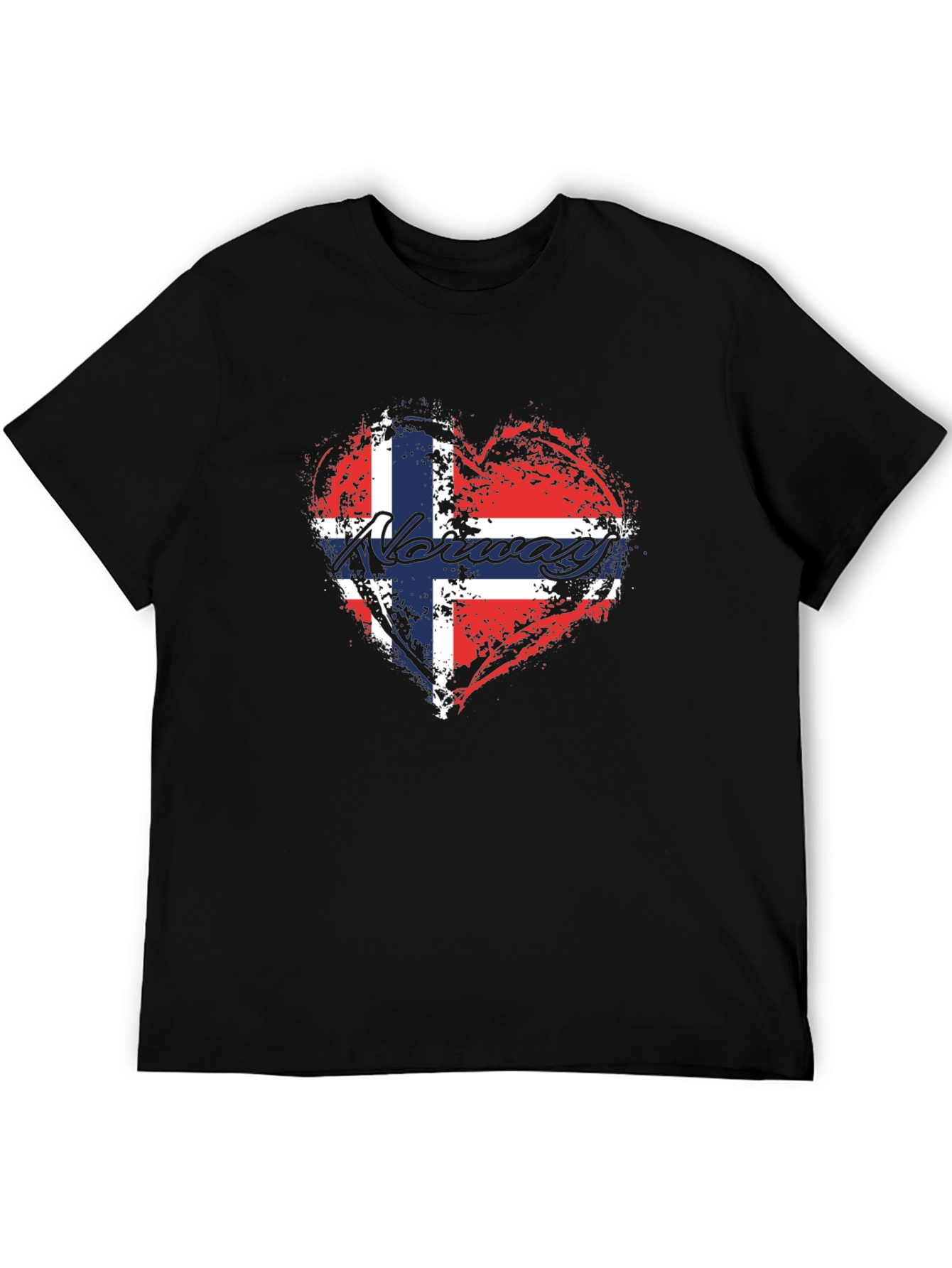 Norway Flag Heart T-Shirt - Black