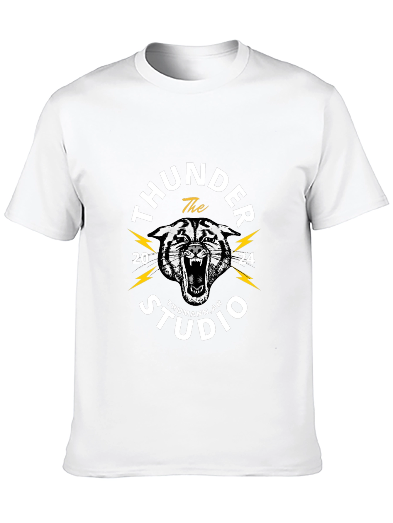 Thunder Studio Black T-Shirt with Tiger Graphic