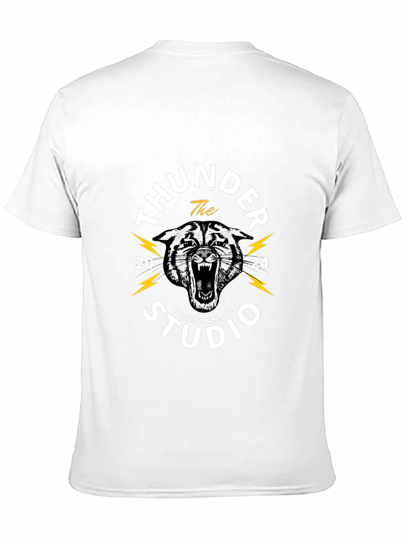 Thunder Studio Black T-Shirt with Tiger Graphic