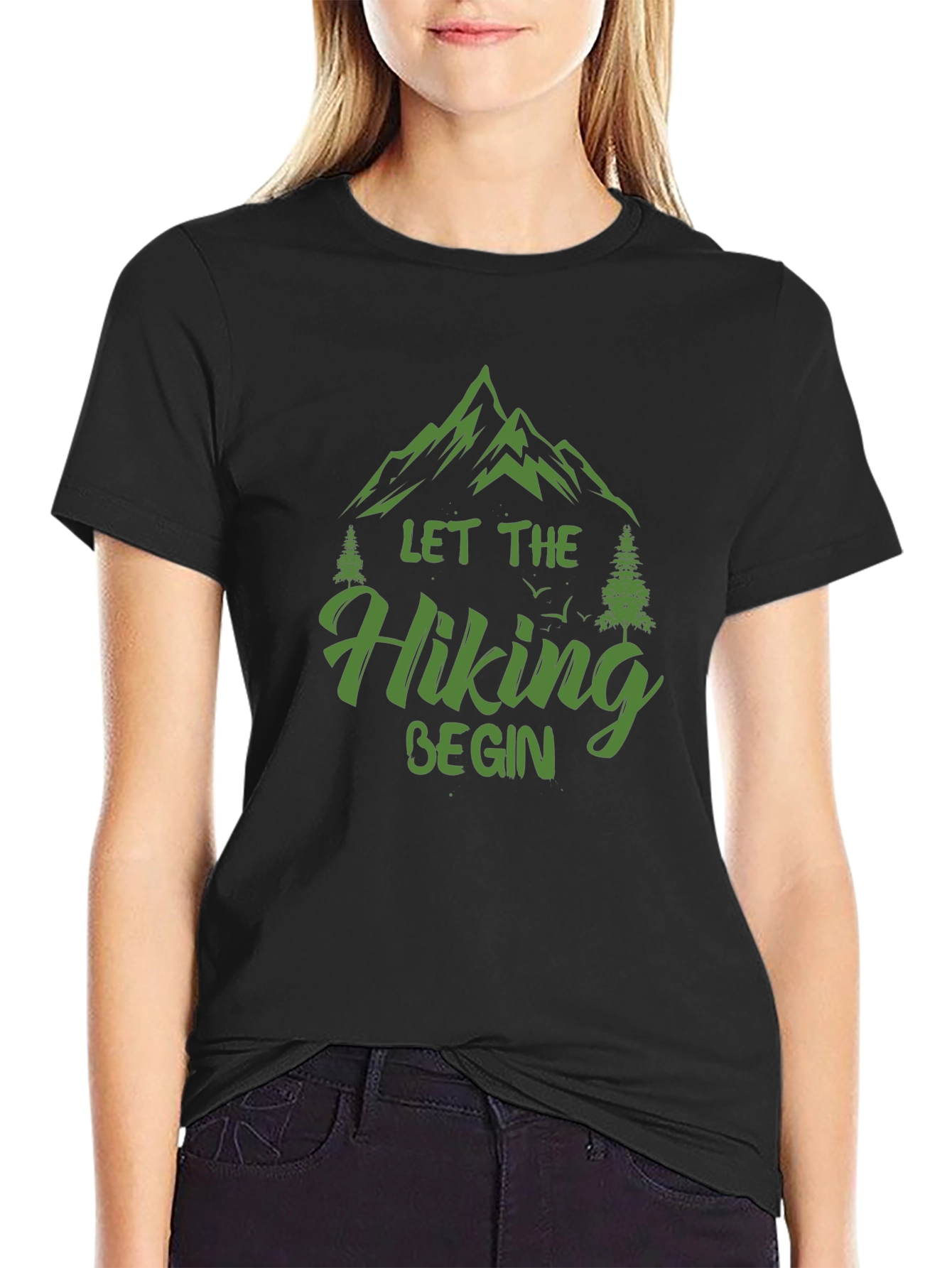 Let The Hiking Begin Black Graphic Tee