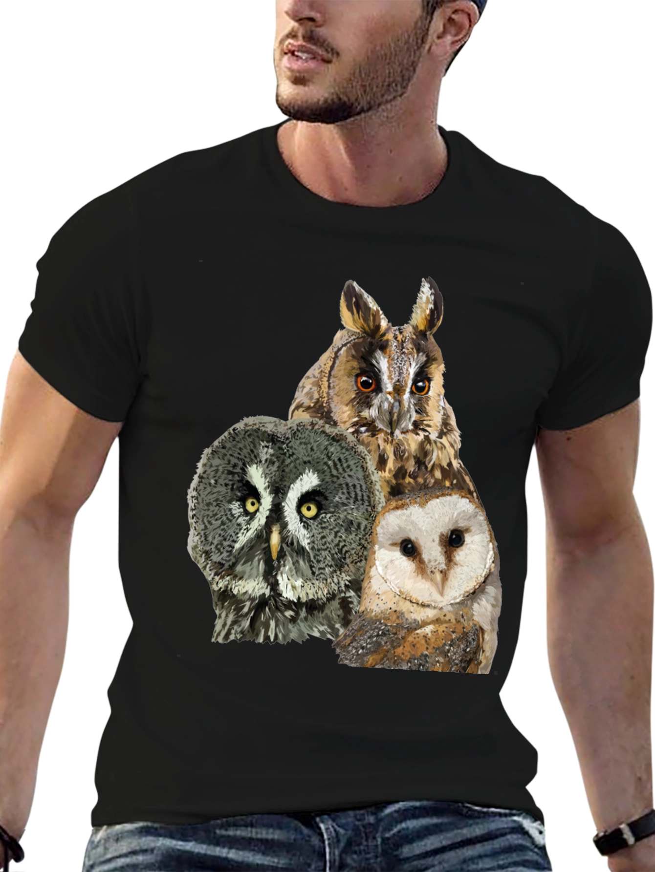 Owl Trio Graphic Tee - Stylish & Unique Design