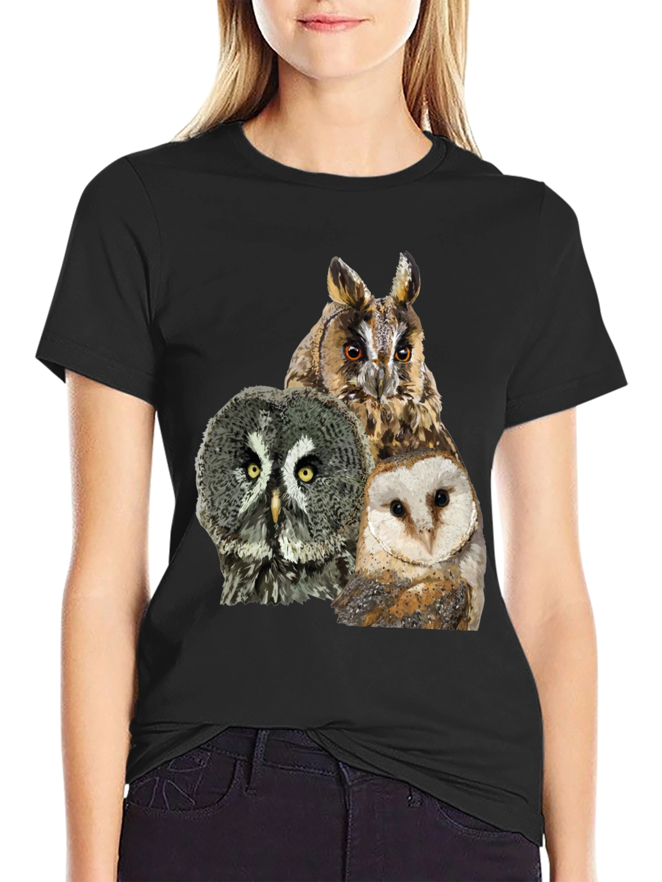 Owl Trio Graphic Tee - Stylish & Unique Design