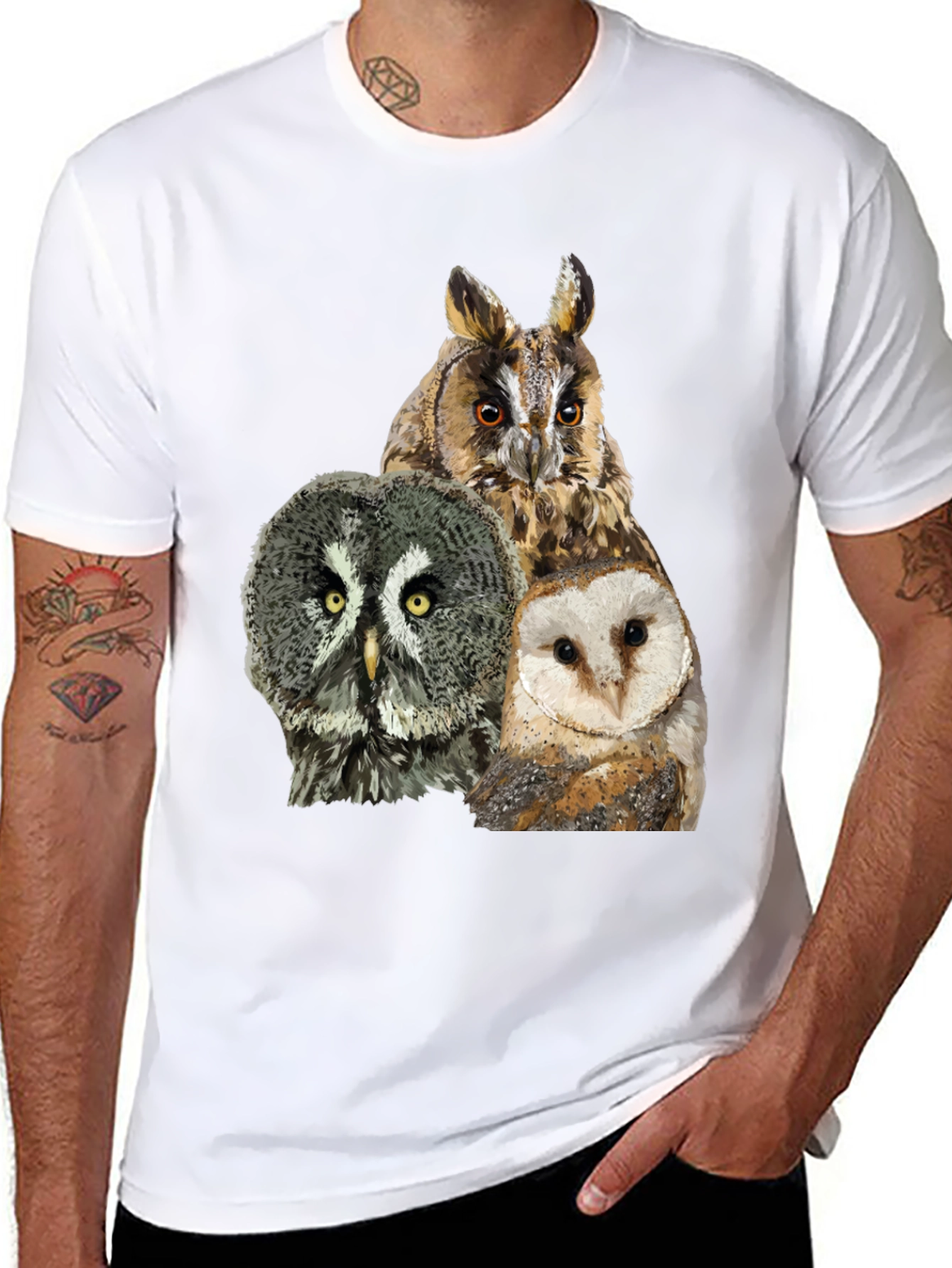 Owl Trio Graphic Tee - Stylish & Unique Design