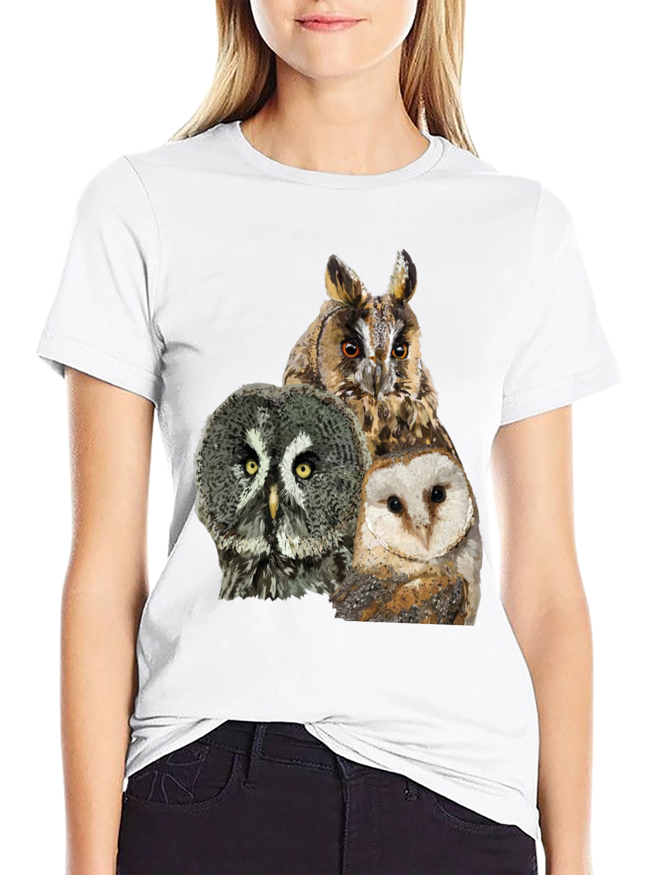 Owl Trio Graphic Tee - Stylish & Unique Design