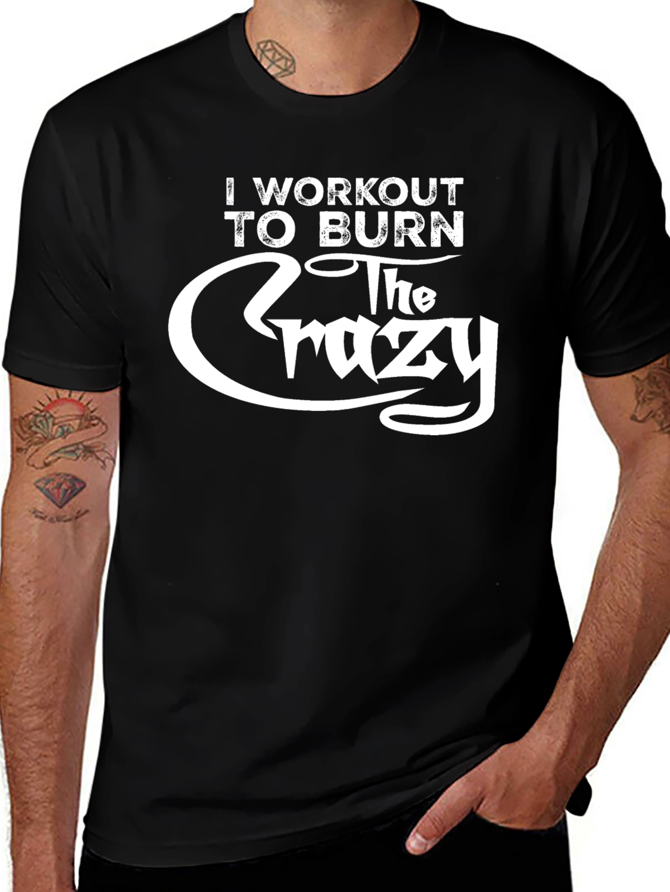 Workout to Burn Crazy Black Graphic T-Shirt