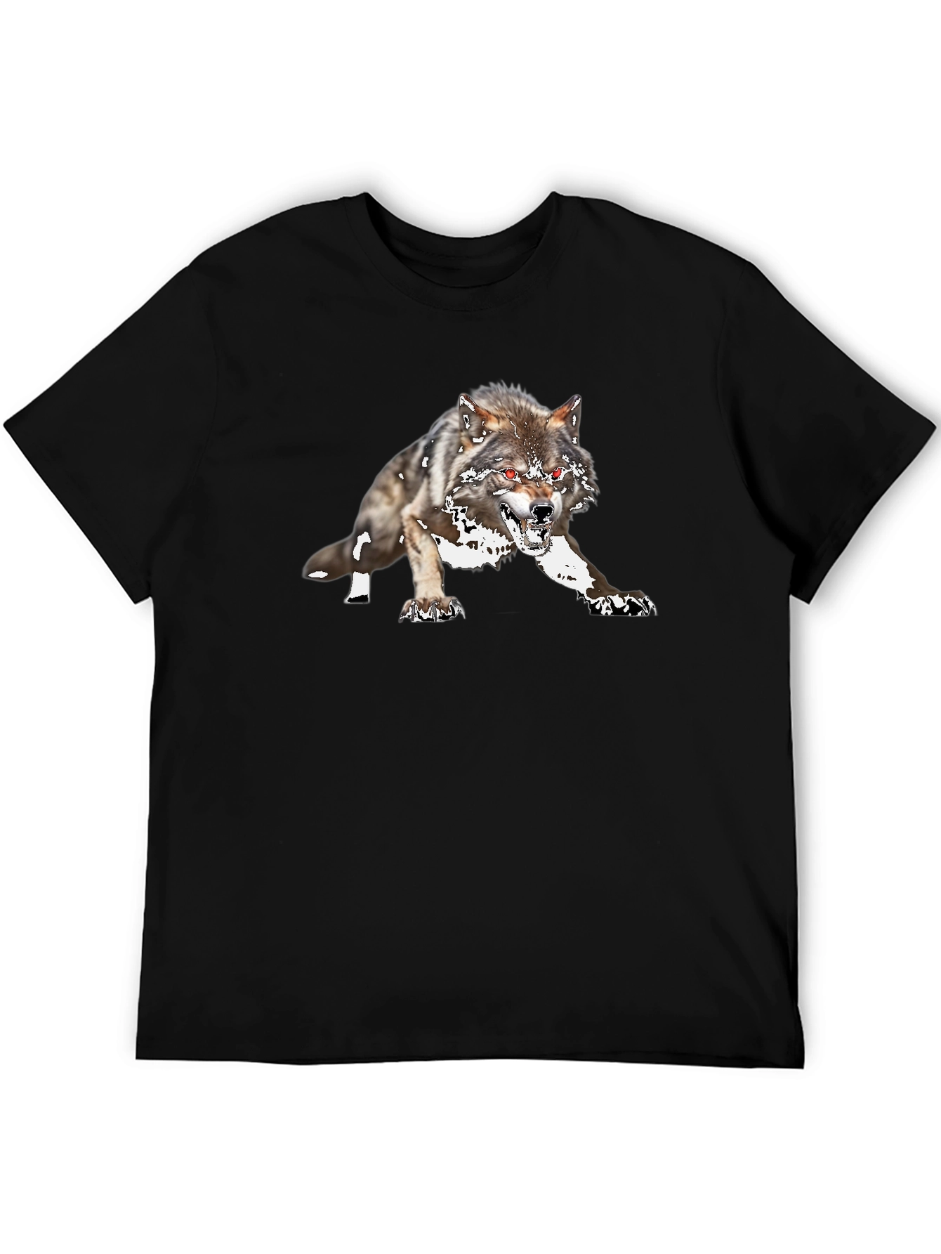 Black Wolf Graphic Tee - Fierce Animal Design