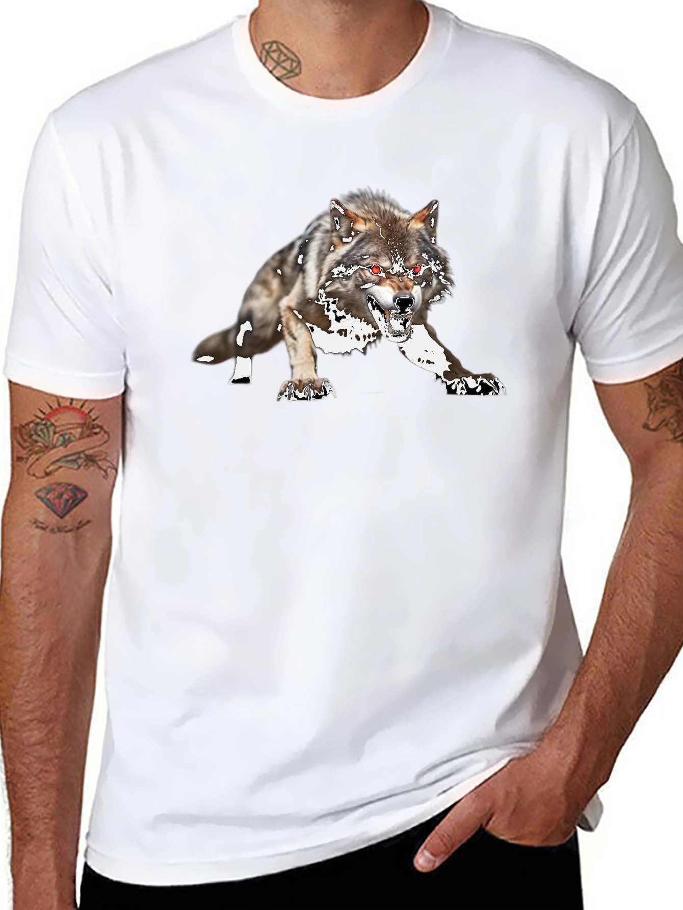 Black Wolf Graphic Tee - Fierce Animal Design