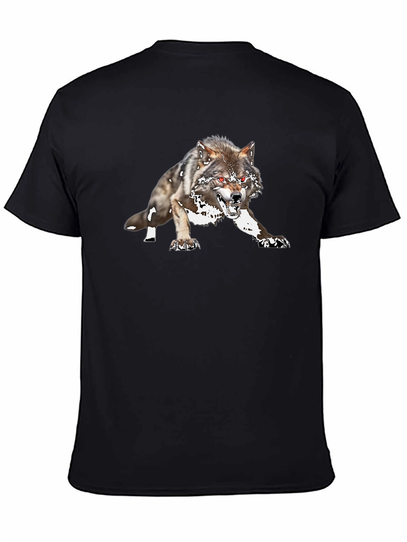 Black Wolf Graphic Tee - Fierce Animal Design