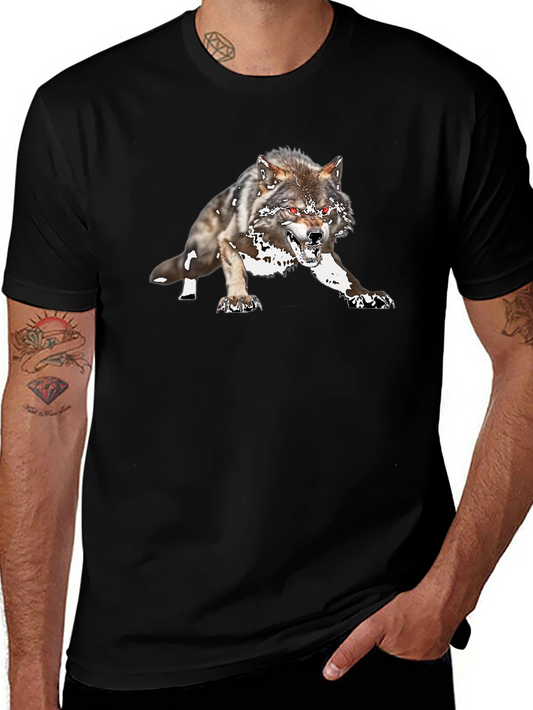 Black Wolf Graphic Tee - Fierce Animal Design