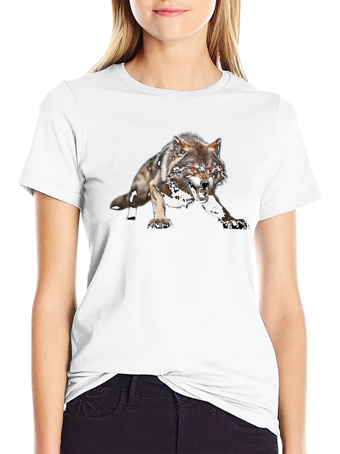 Black Wolf Graphic Tee - Fierce Animal Design
