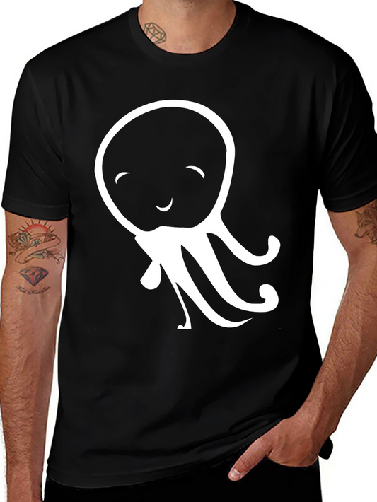 Cute Octopus Graphic Tee - Black