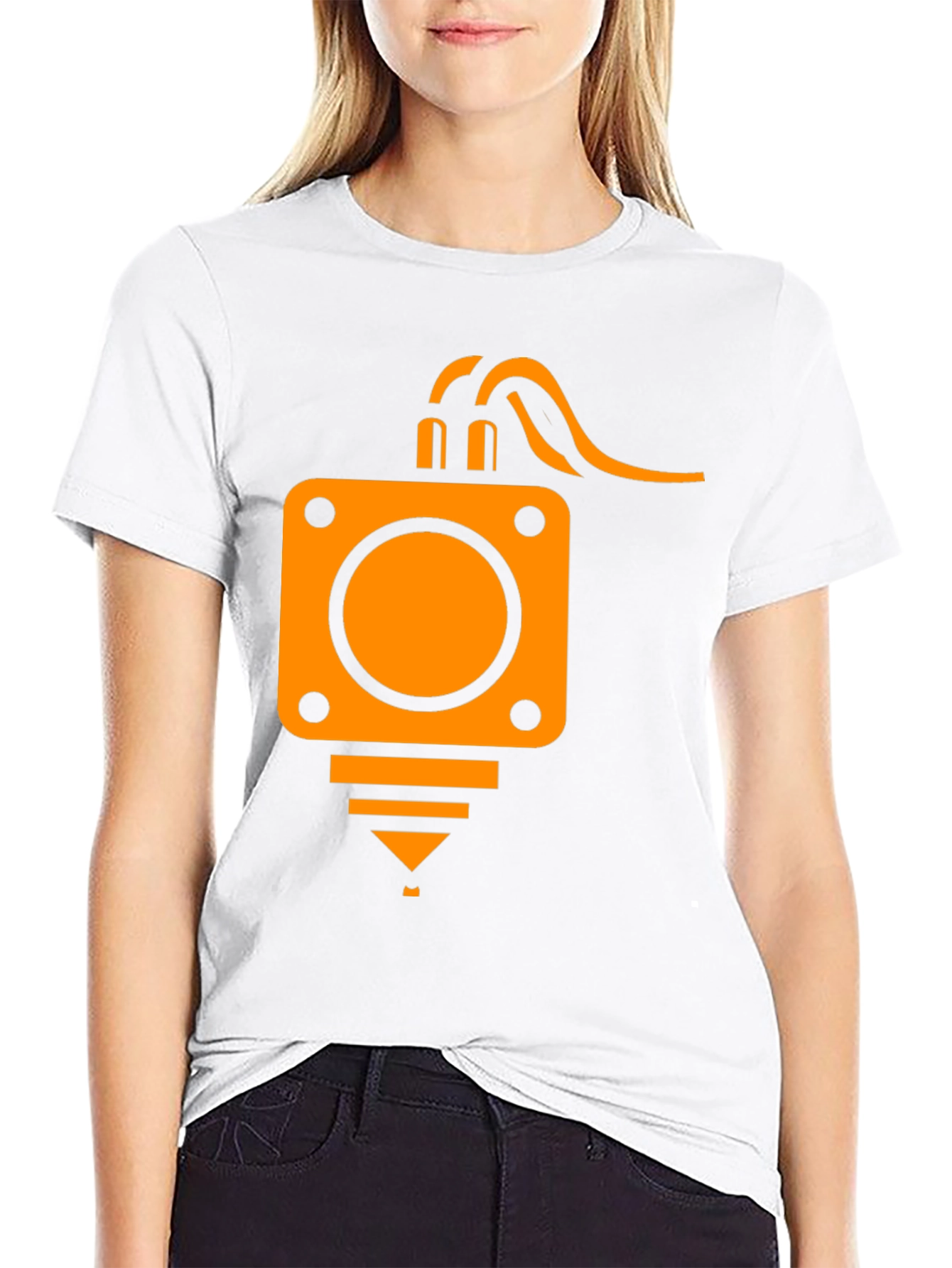 3D Printer Head Graphic Tee - Black Cotton T-Shirt