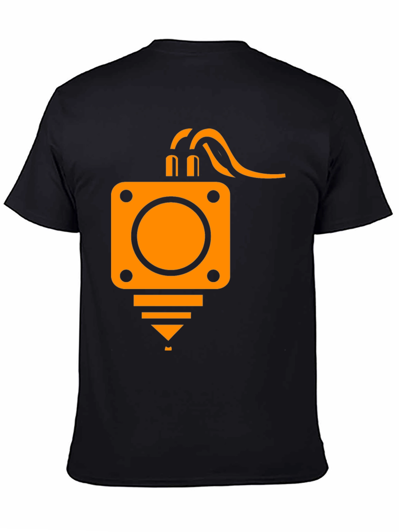 3D Printer Head Graphic Tee - Black Cotton T-Shirt