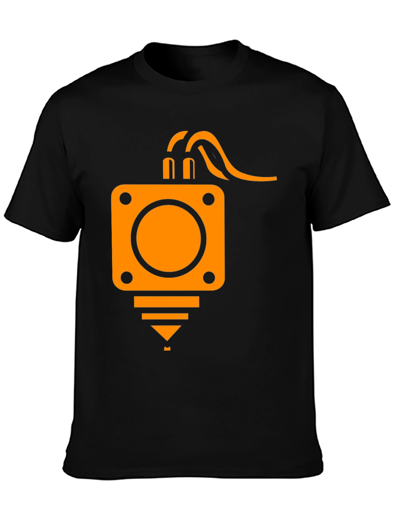 3D Printer Head Graphic Tee - Black Cotton T-Shirt