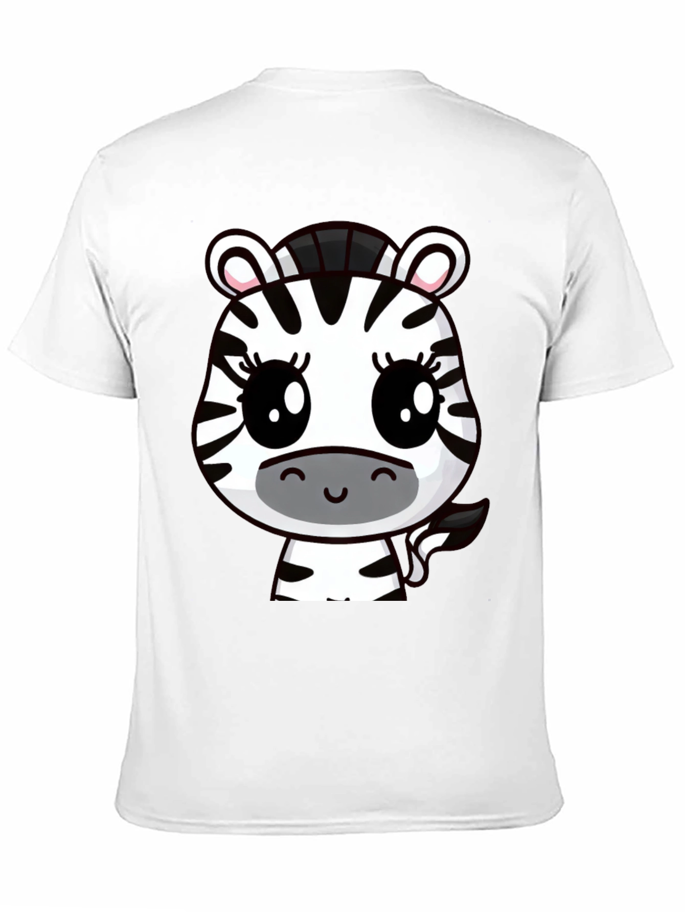Cute Cartoon Zebra Graphic T-Shirt - Black Cotton Tee