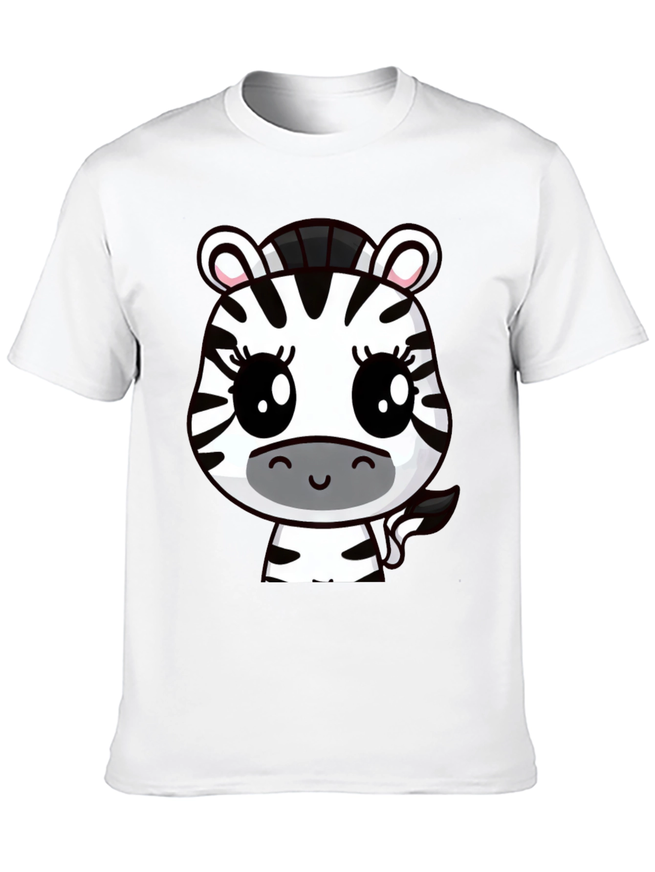 Cute Cartoon Zebra Graphic T-Shirt - Black Cotton Tee
