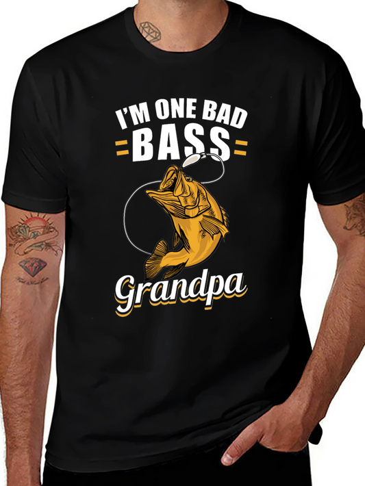 Im One Bad Bass Grandpa T-Shirt Fishing