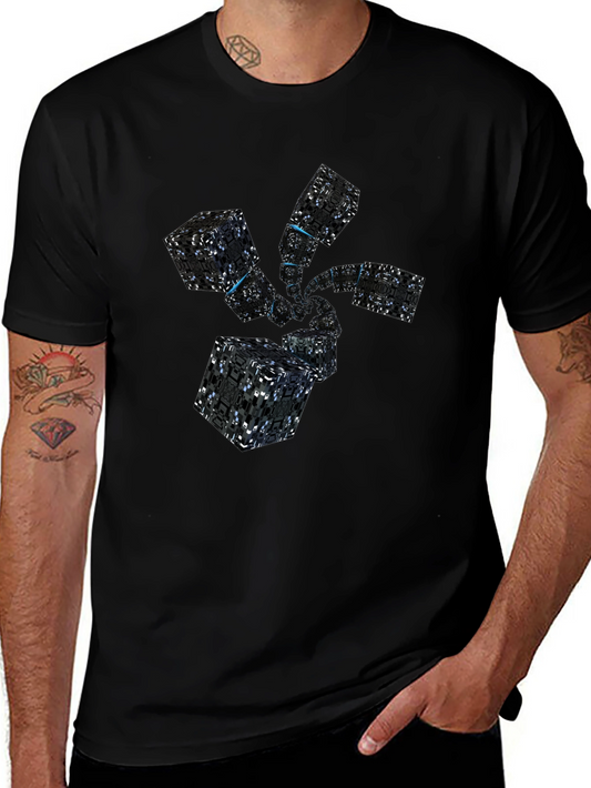 Abstract Cube Vortex Graphic T-Shirt - Mens Black Tee