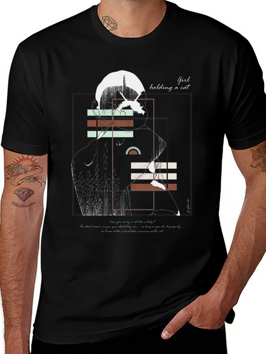 Girl Holding a Cat Graphic Tee