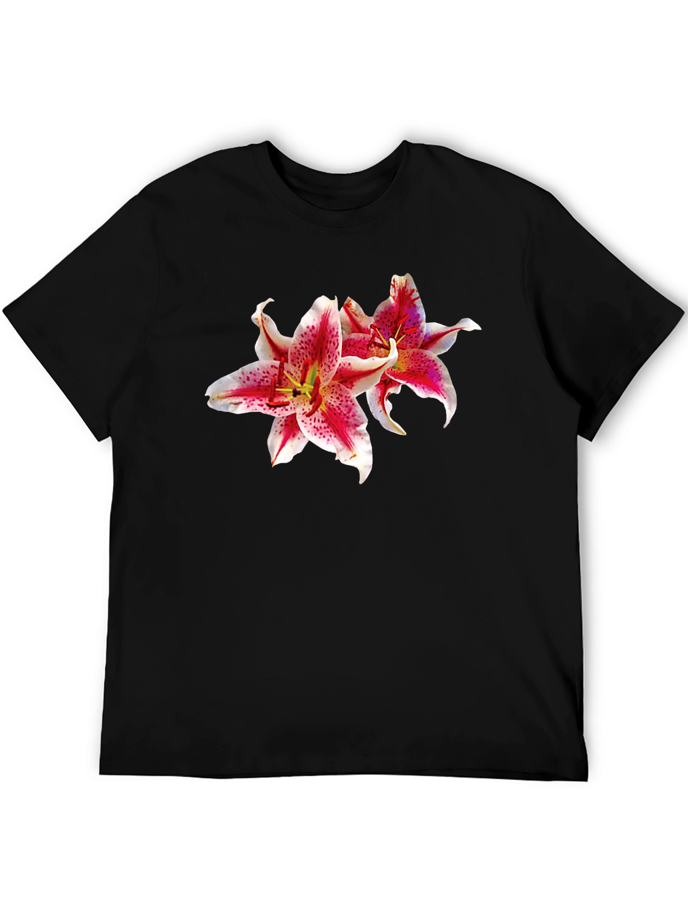 Floral Lily Graphic Black T-Shirt