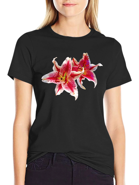 Floral Lily Graphic Black T-Shirt