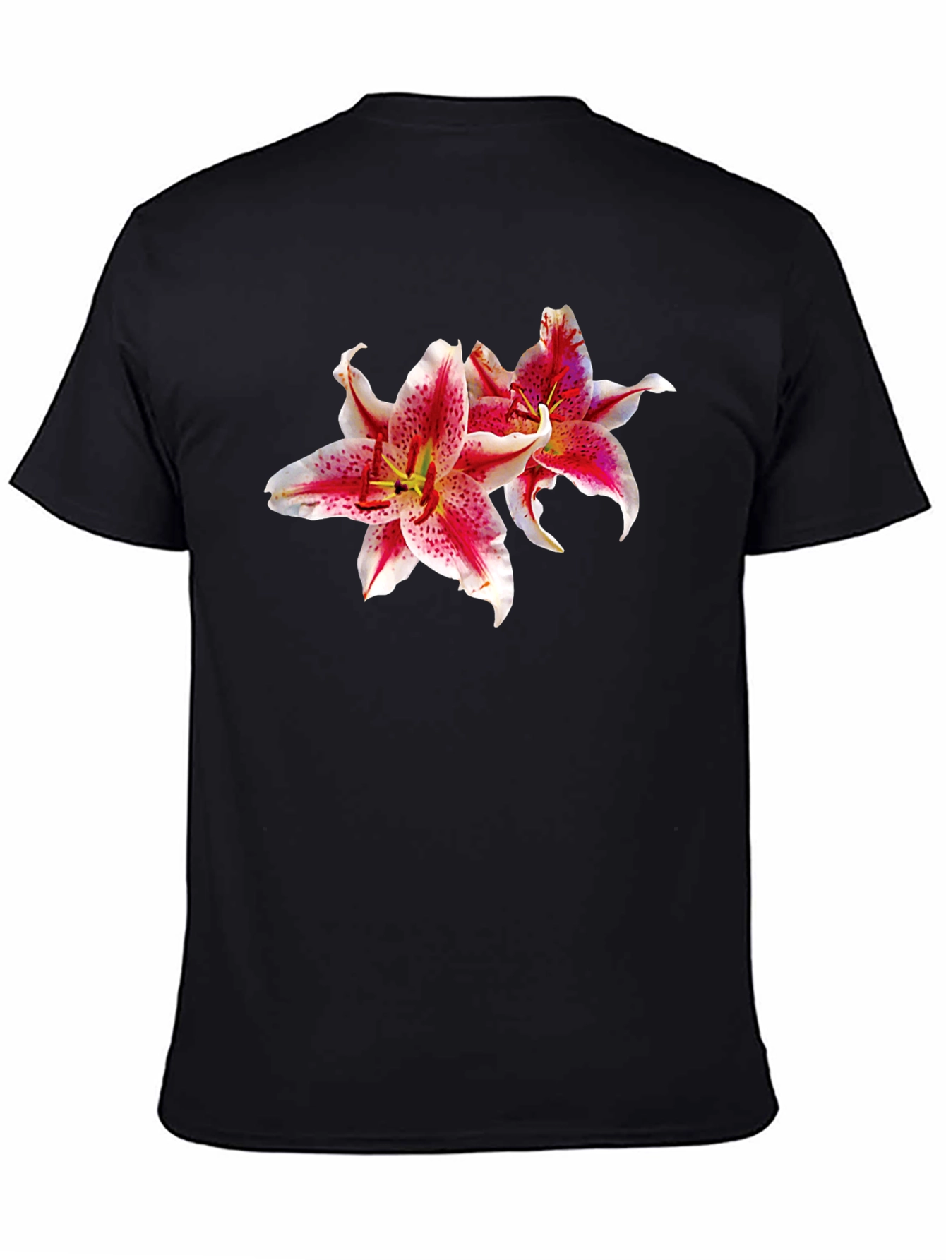 Floral Lily Graphic Black T-Shirt