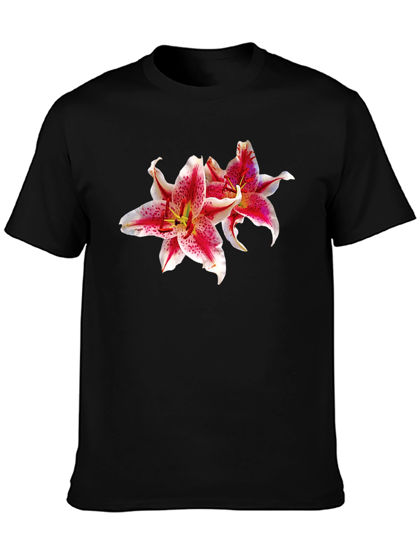 Floral Lily Graphic Black T-Shirt