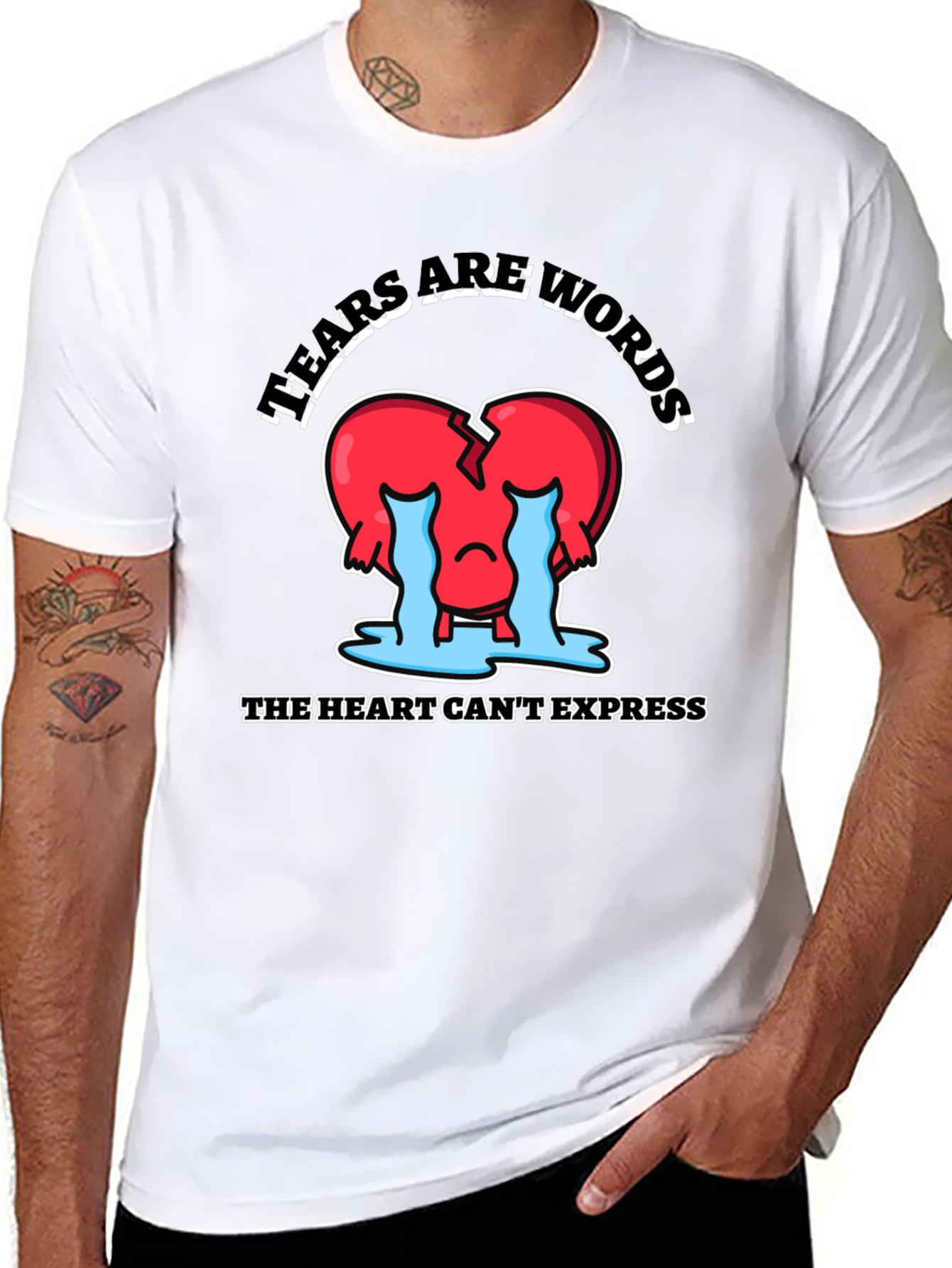 Tears Are Words Graphic Tee - Heart Design