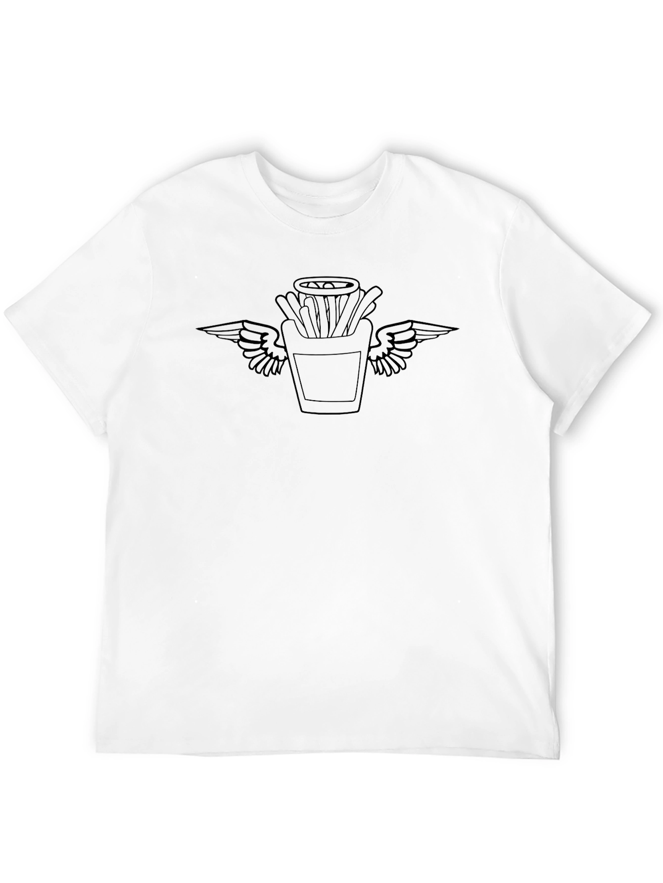 Black T-Shirt with Fries & Wings Graphic
