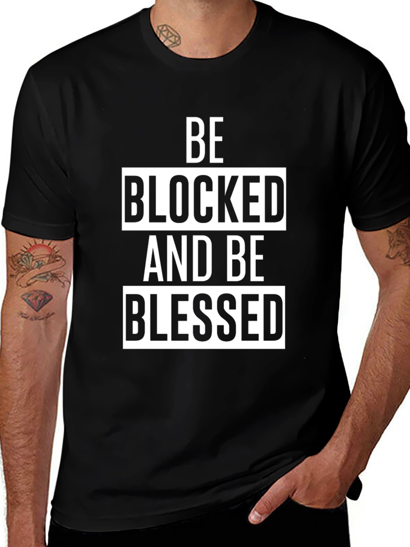 Be Blocked and Be Blessed Black Graphic T-Shirt