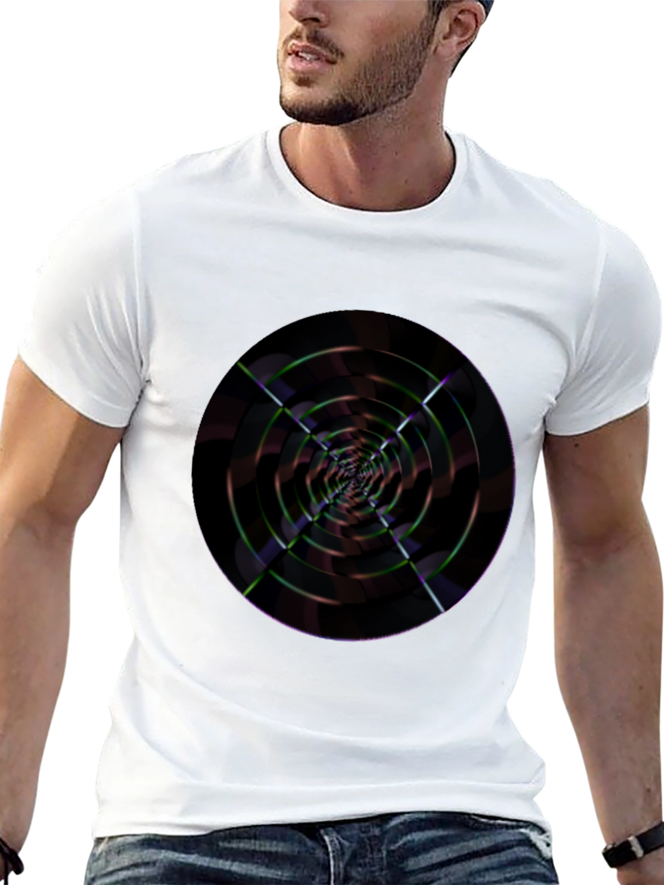 Abstract Spiral Graphic T-Shirt - Black