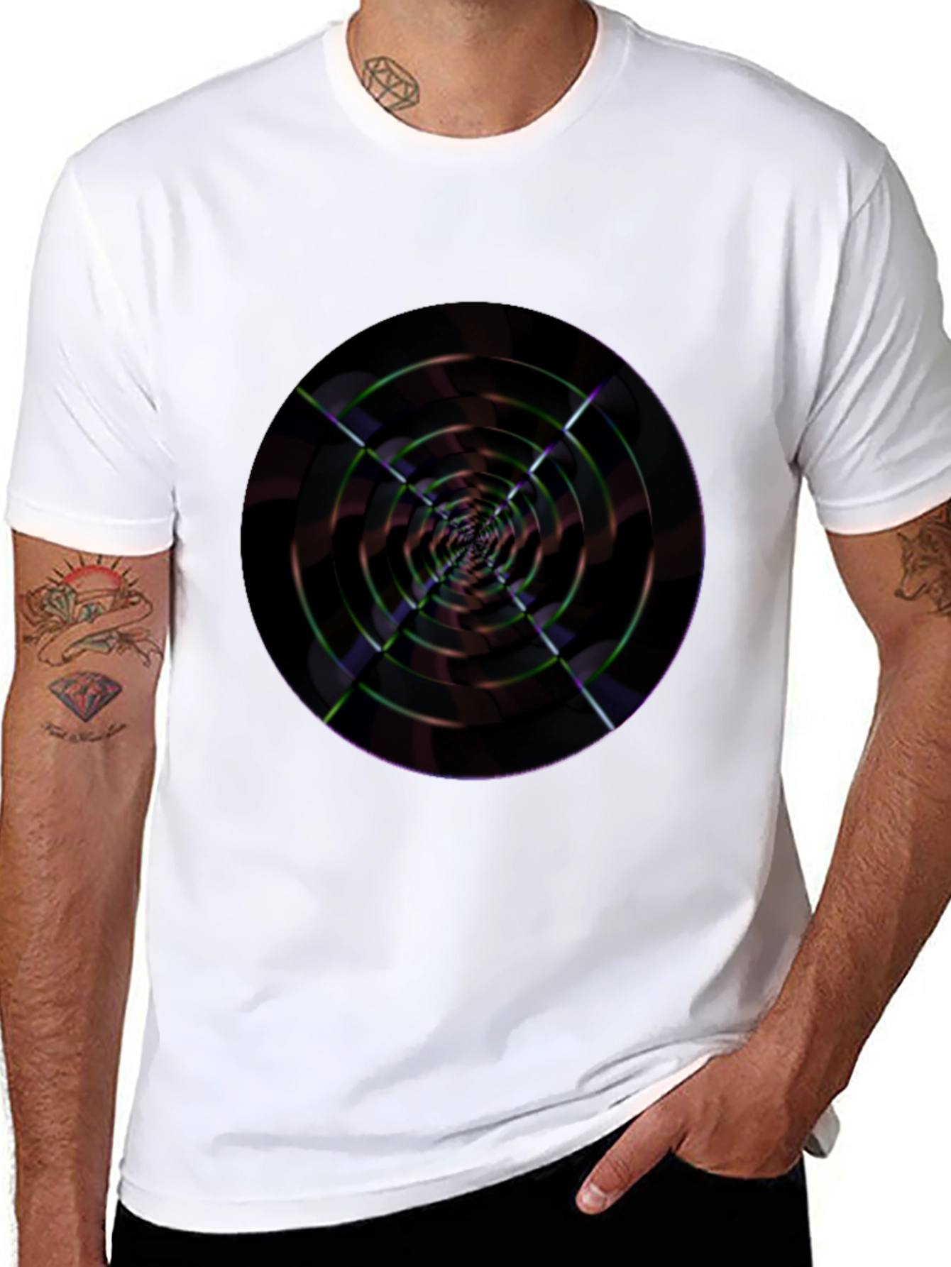 Abstract Spiral Graphic T-Shirt - Black