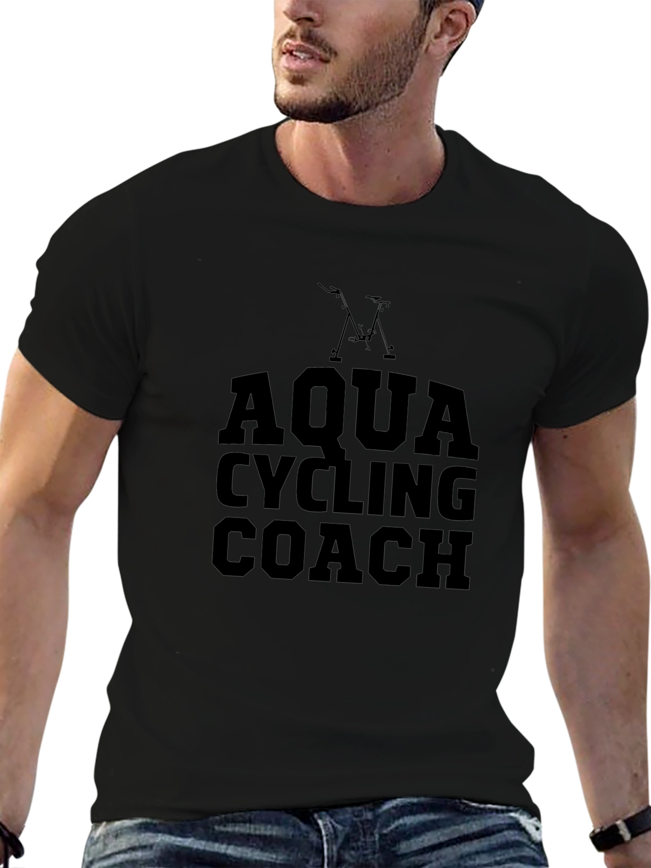Aqua Cycling Coach Graphic T-Shirt - Black