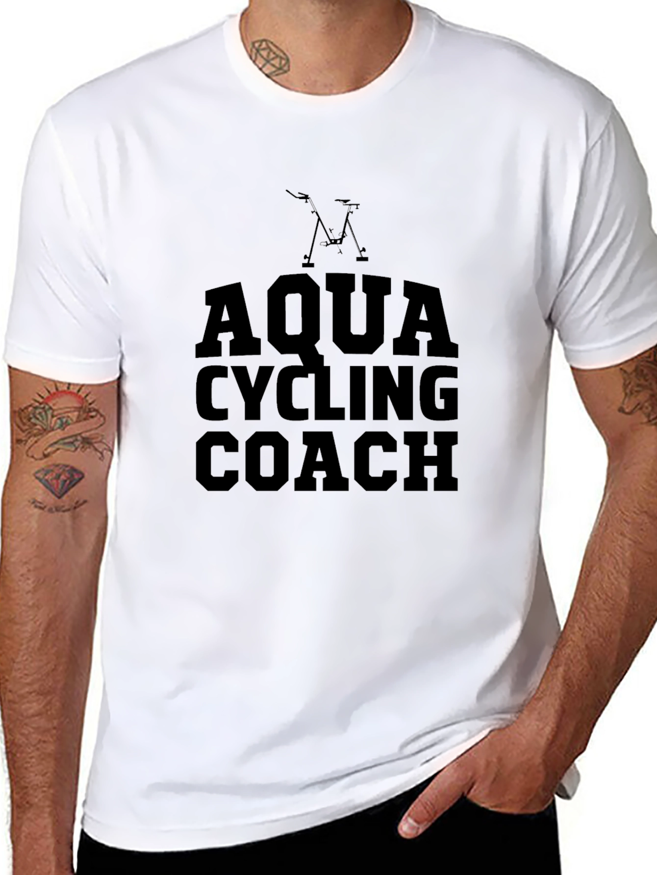 Aqua Cycling Coach Graphic T-Shirt - Black