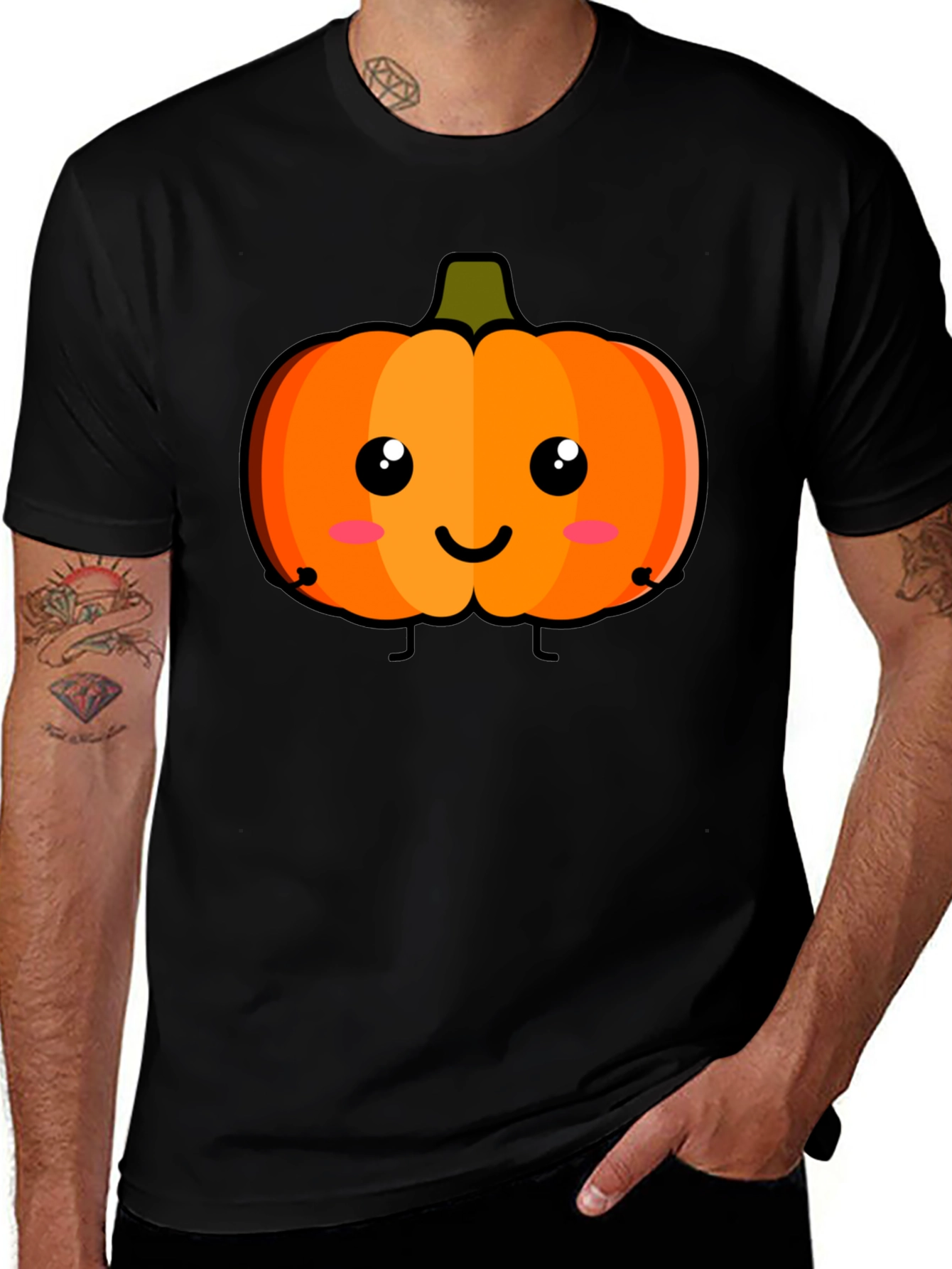 Cute Pumpkin Face Black T-Shirt