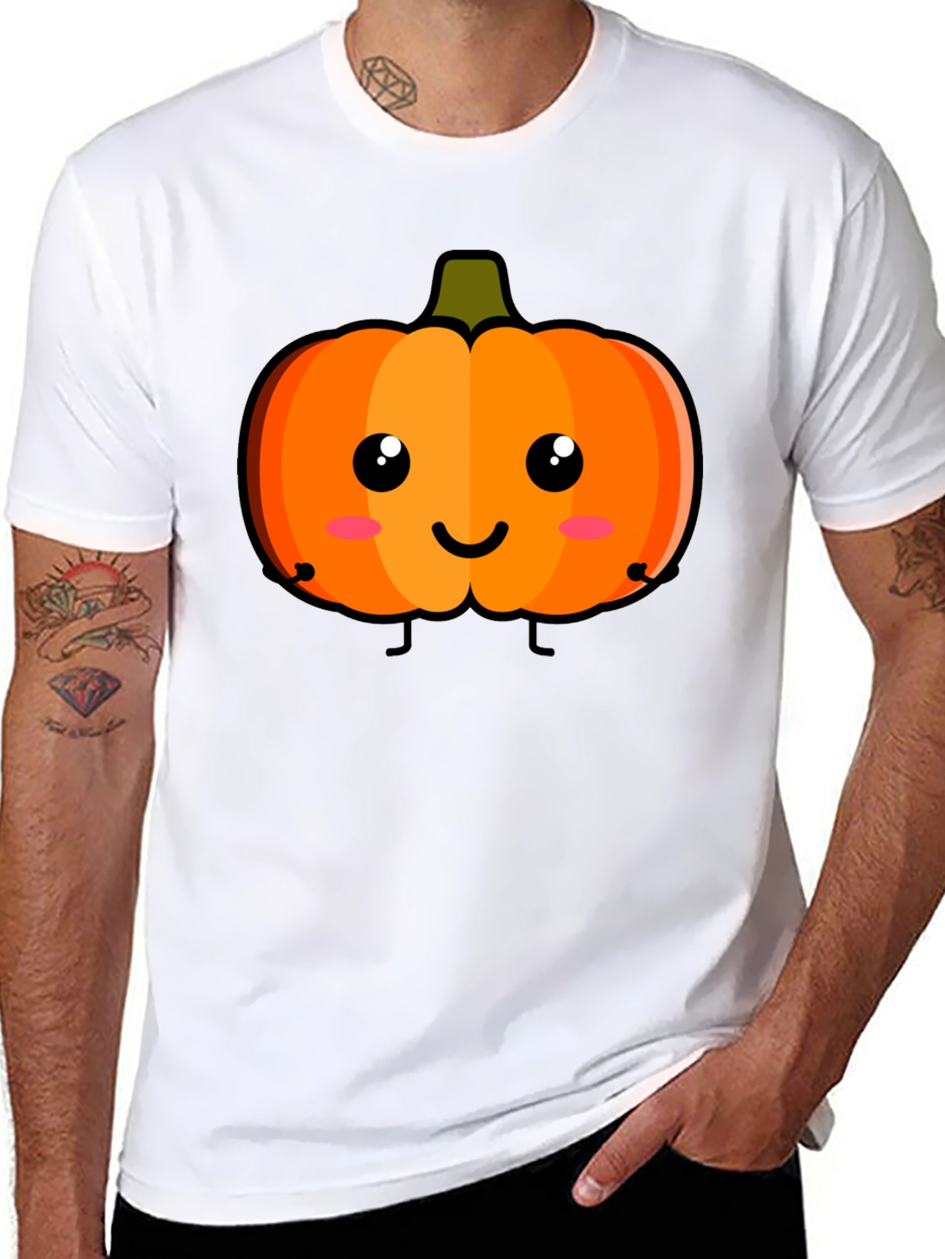 Cute Pumpkin Face Black T-Shirt