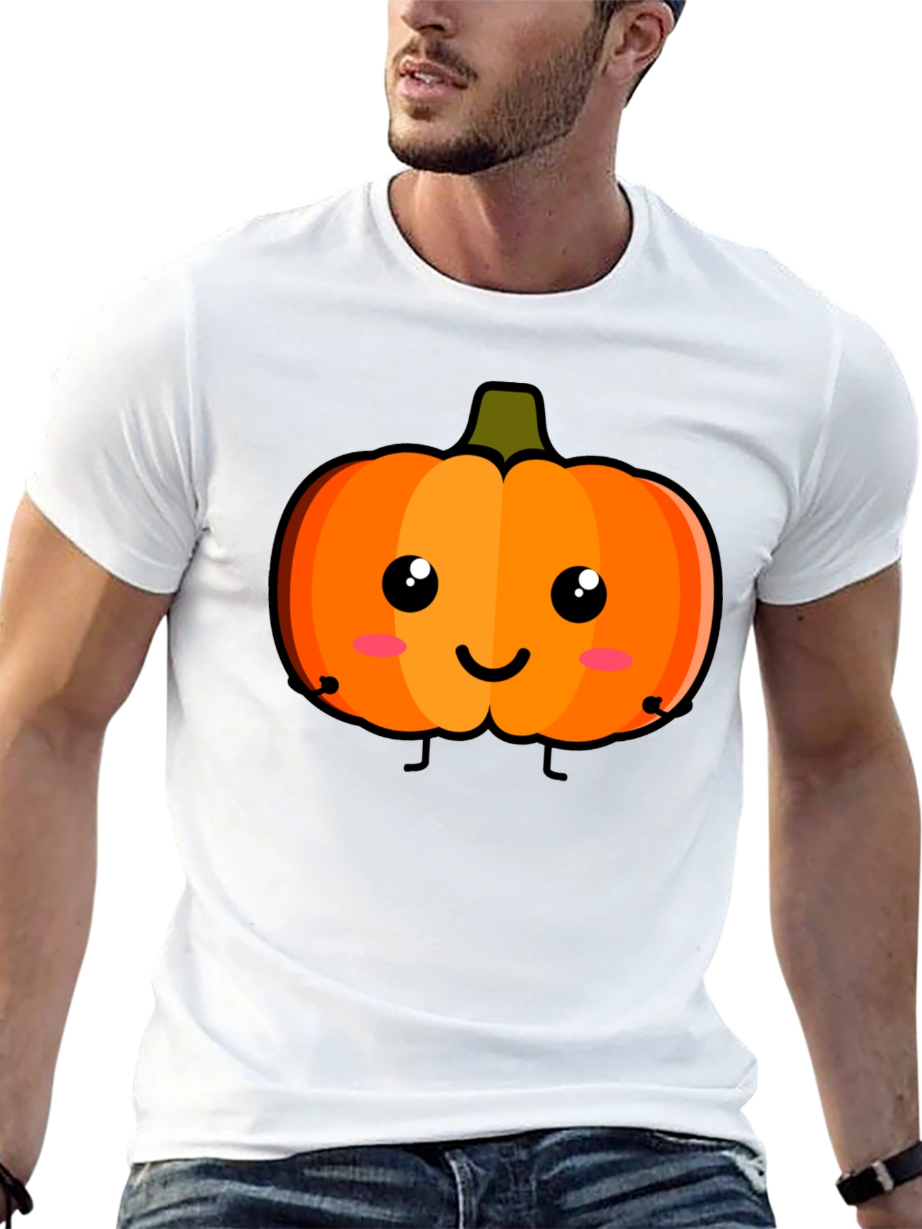 Cute Pumpkin Face Black T-Shirt