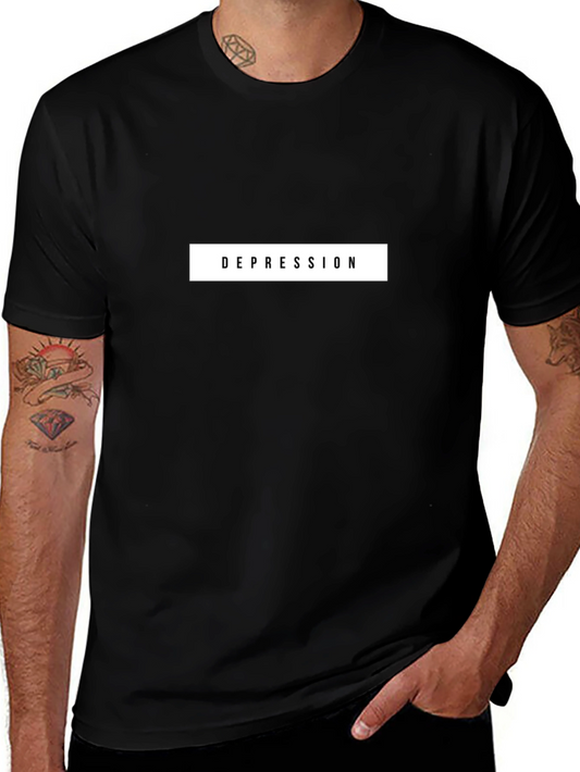 Depression Text Graphic Black T-Shirt