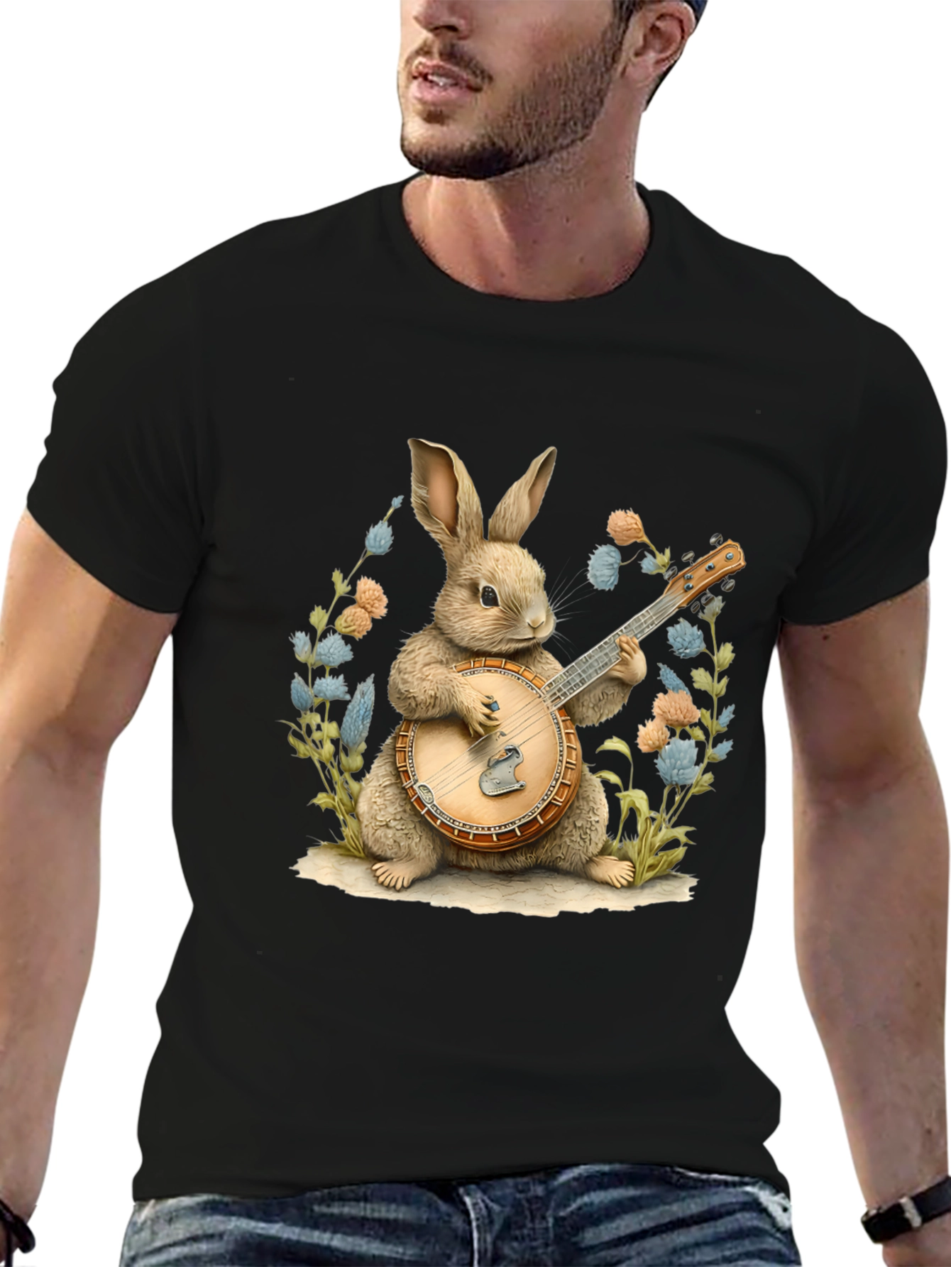 Bunny Playing Banjo Graphic Tee