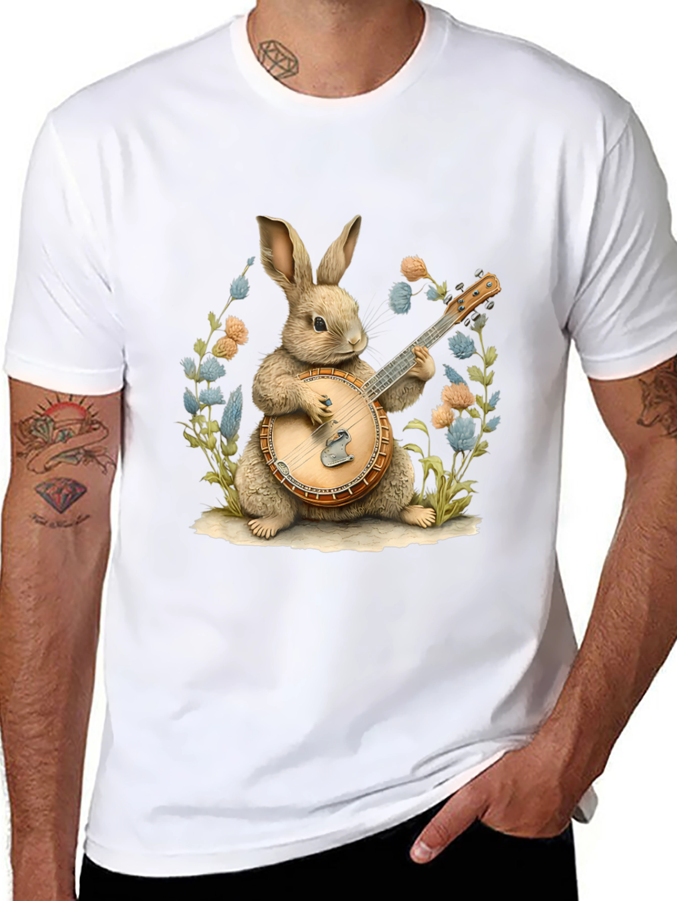 Bunny Playing Banjo Graphic Tee