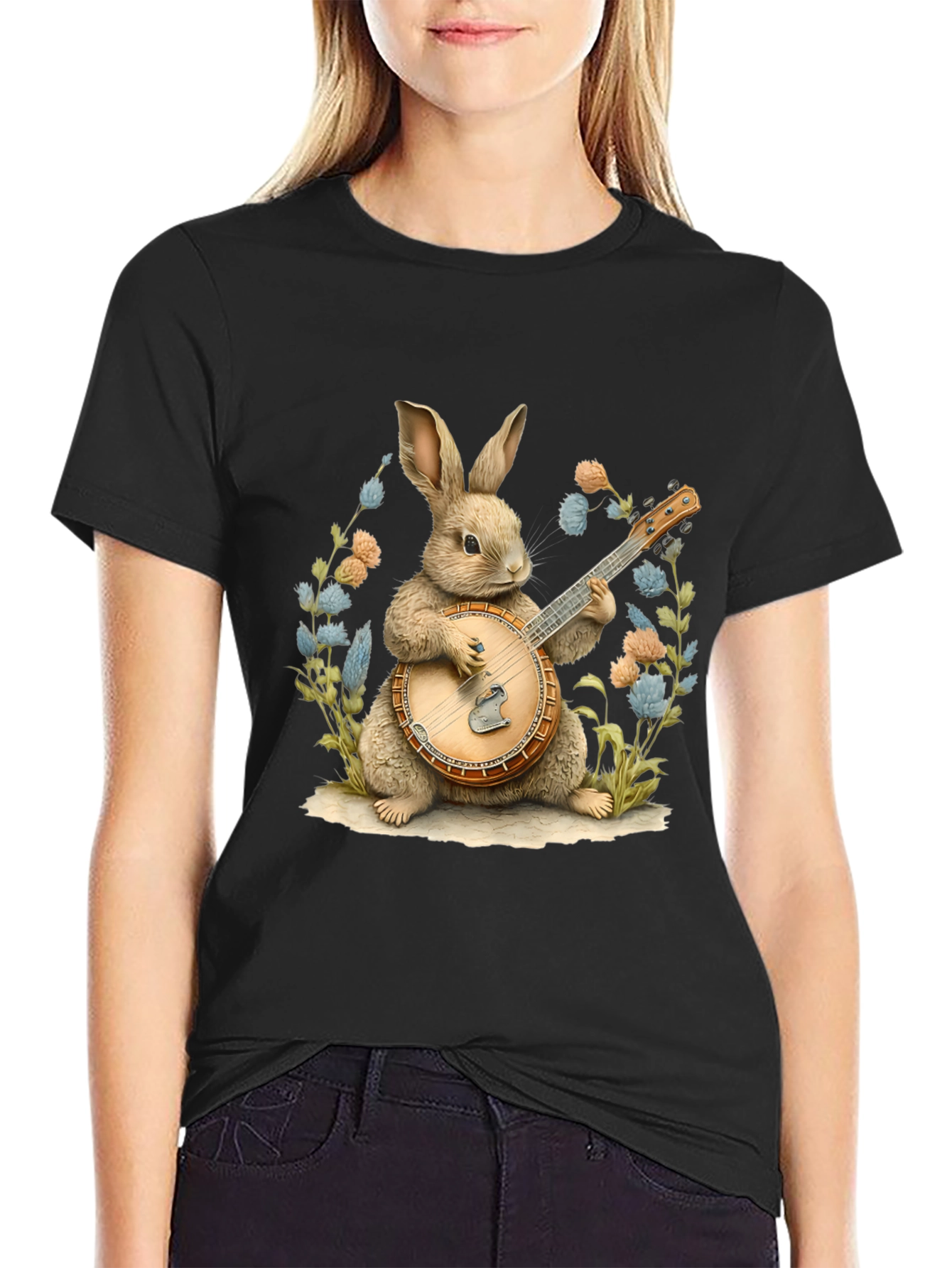 Bunny Playing Banjo Graphic Tee