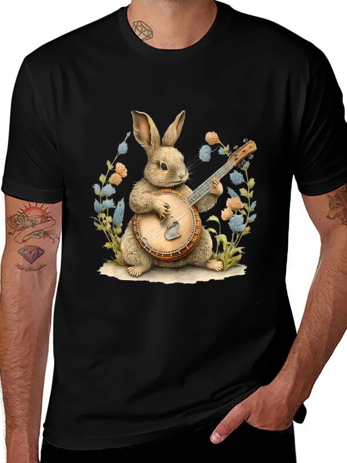 Bunny Playing Banjo Graphic Tee