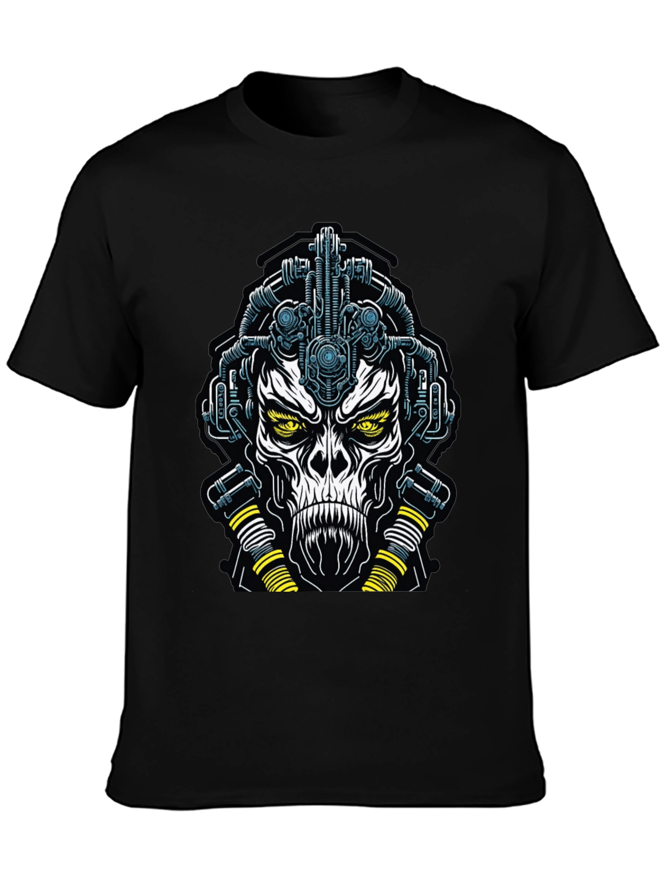 Cyberpunk Skull Graphic Tee - Black